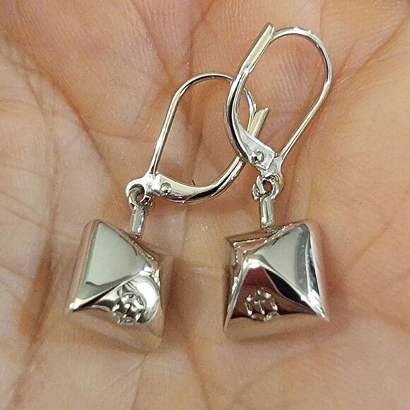 #Touchstone Prima #Leverback Silver Shade Earrings, Rhodium Plate, 1", #NWT #NIB - Picture 3 of 5